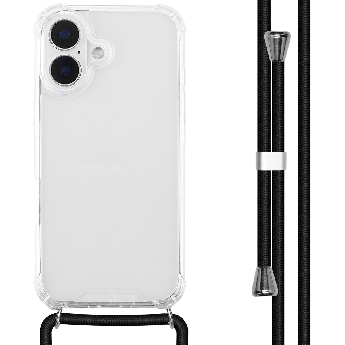 imoshion Transparentes Backcover mit Band für das Apple iPhone 16 - Schwarz