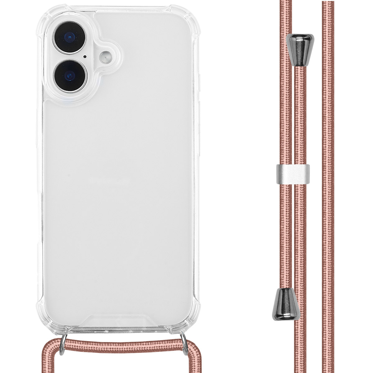 imoshion Transparentes Backcover mit Band für das Apple iPhone 16 - Rosé gold