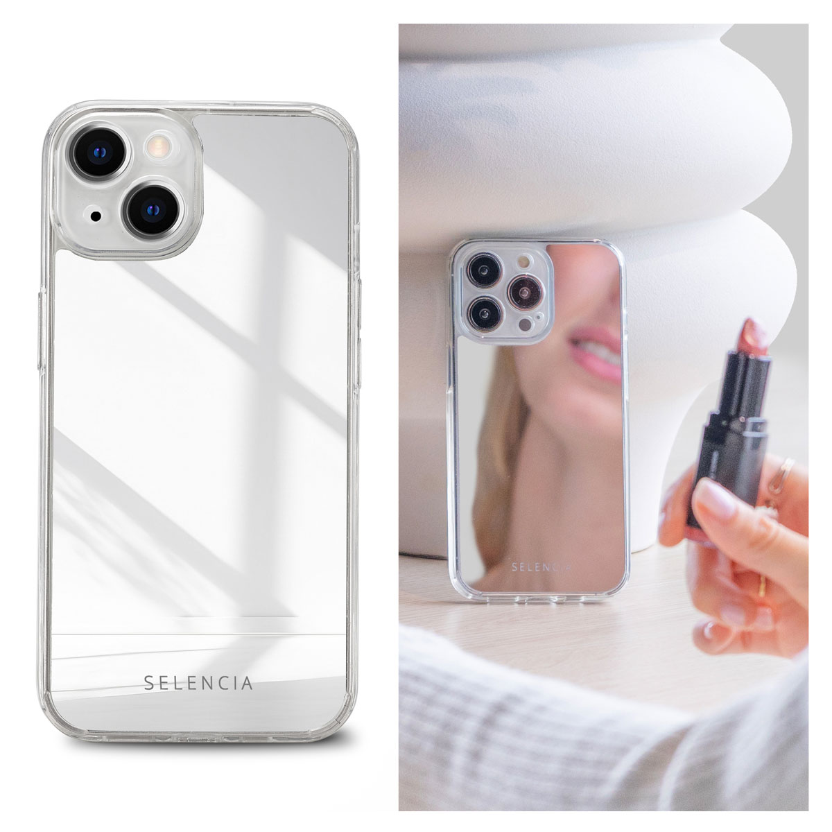 Selencia Mirror Back Cover für das Apple iPhone 14 - Silber