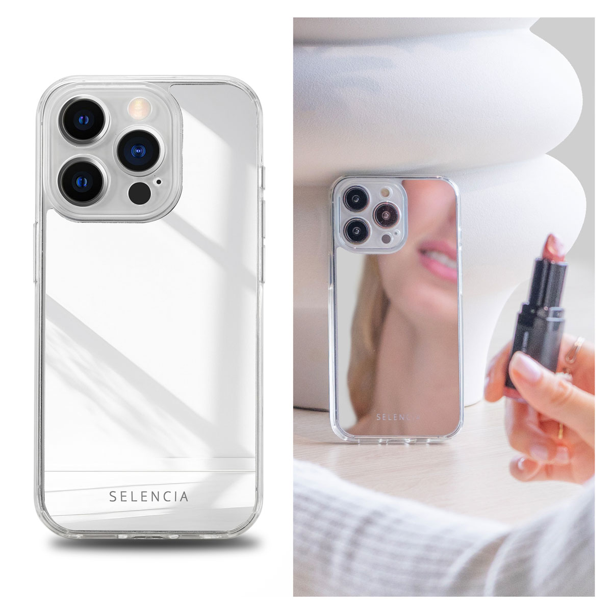 Selencia Mirror Back Cover für das Apple iPhone 15 Pro - Silber