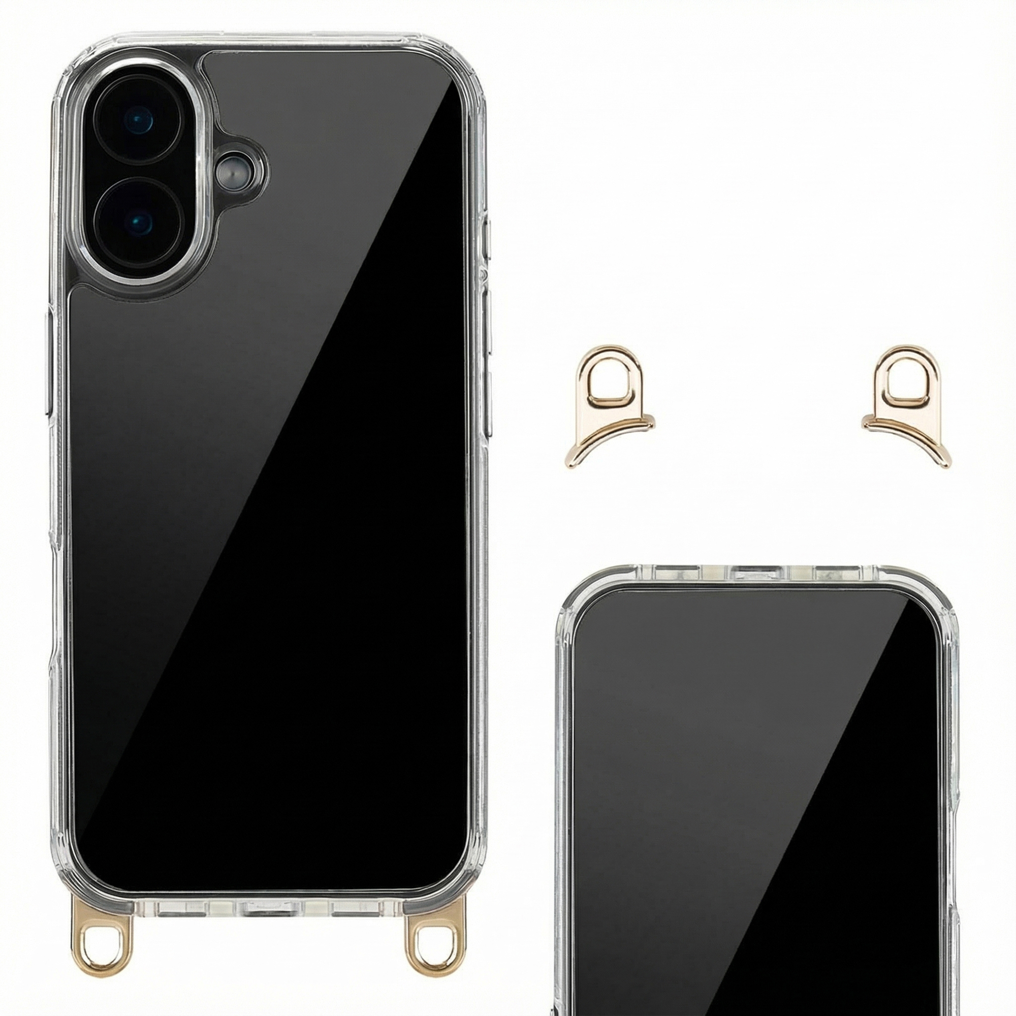Selencia Backcover mit abnehmbaren Haken für das Apple iPhone 16 - Transparent