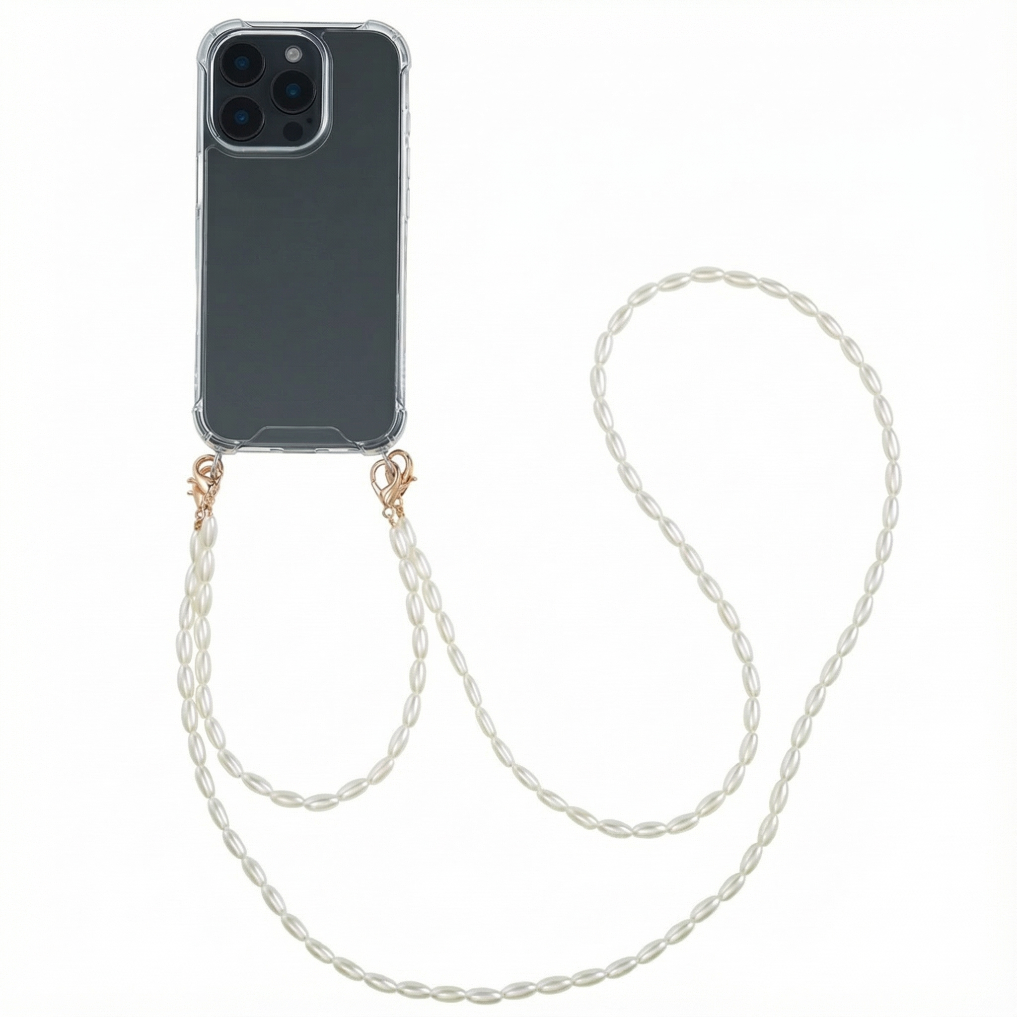 imoshion Handykette mit Perlen + Handgelenkschlaufe für das Apple iPhone 16 Pro - Transparent