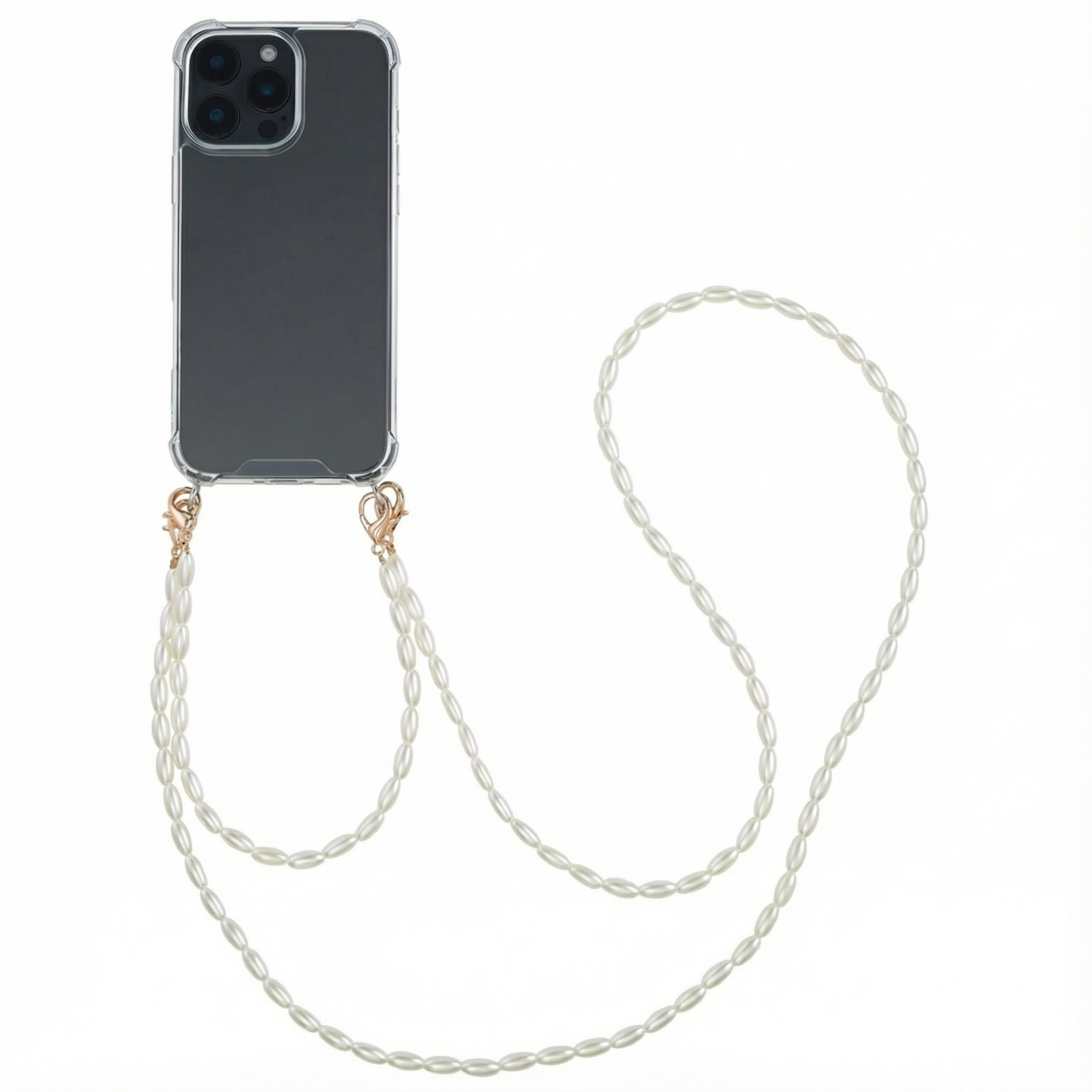 imoshion Handykette mit Perlen + Handgelenkschlaufe für das Apple iPhone 16 Pro Max - Transparent