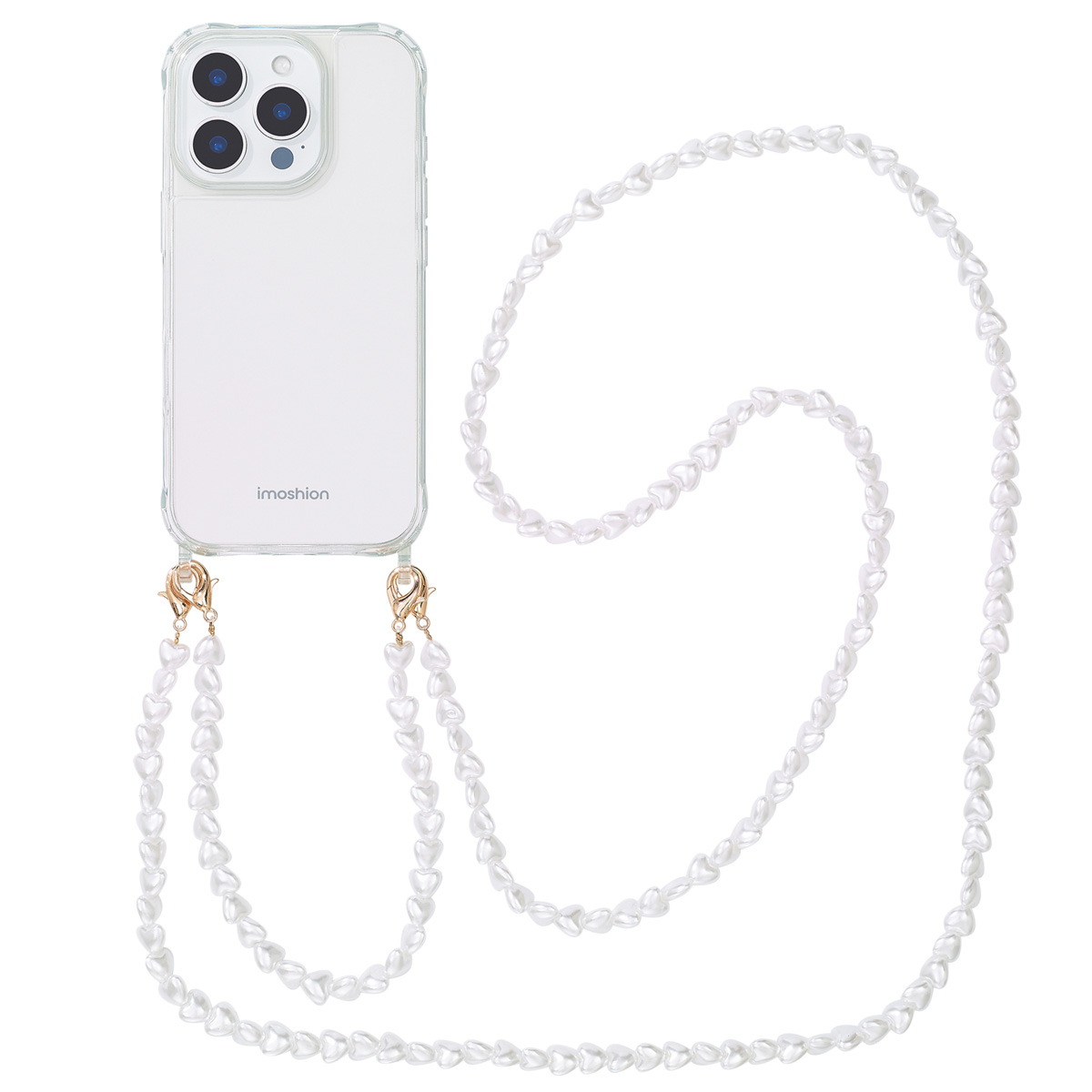 imoshion Back Cover mit Band + Armband für das Apple iPhone 16 Pro Max - Perlenherzen