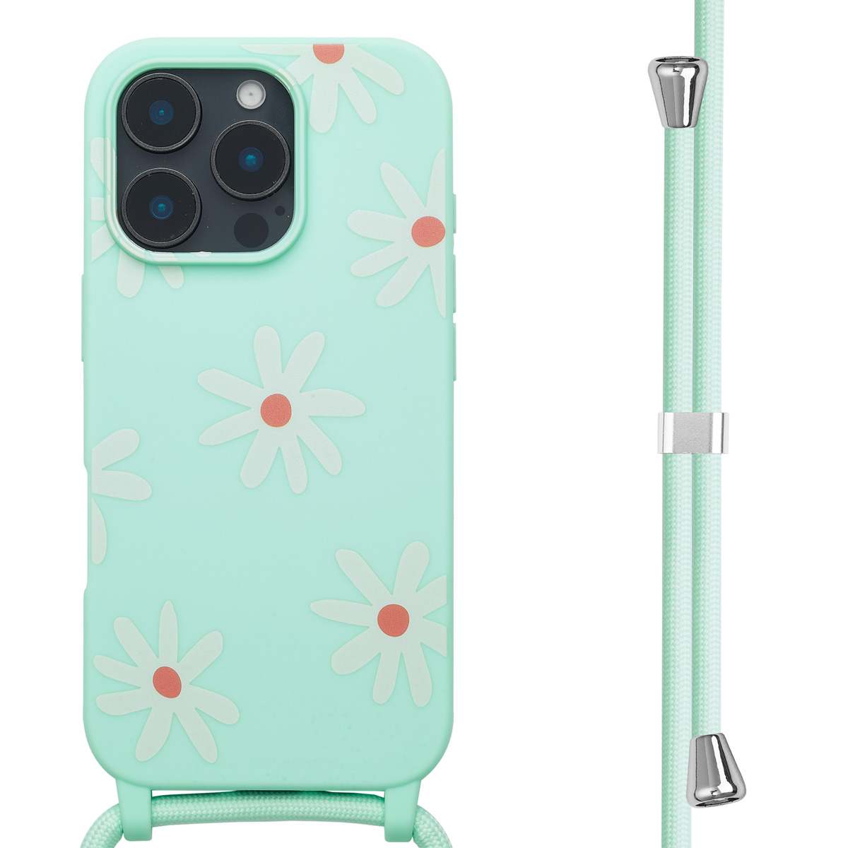 imoshion SilikonHülle design mit Band für das Apple iPhone 16 Pro Max - Green Flower Distance