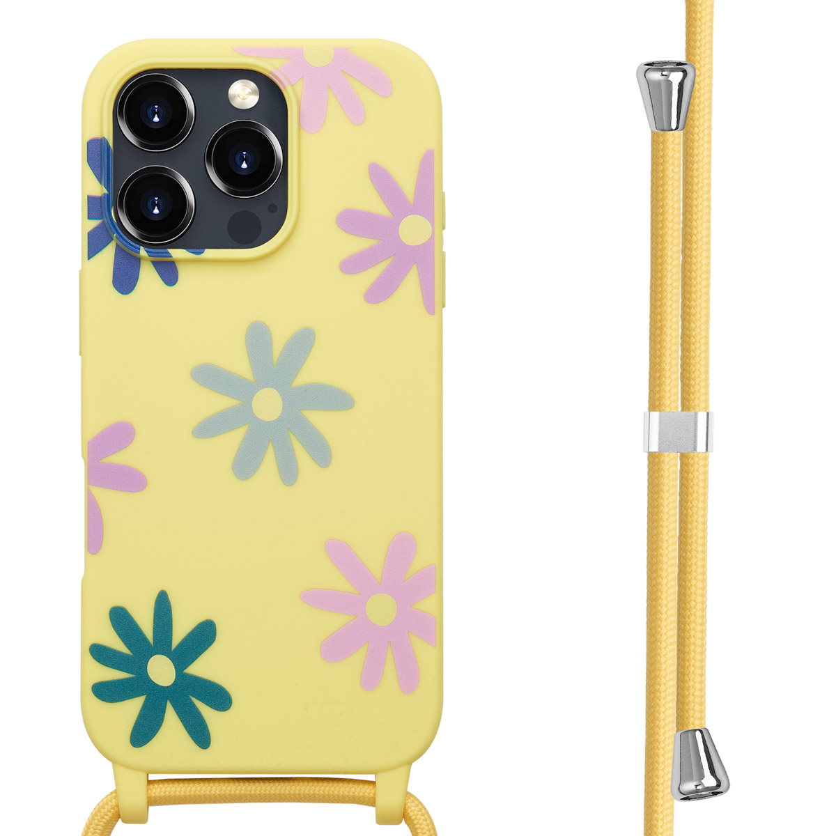 imoshion SilikonHülle design mit Band für das Apple iPhone 16 Pro Max - Yellow Flower Distance