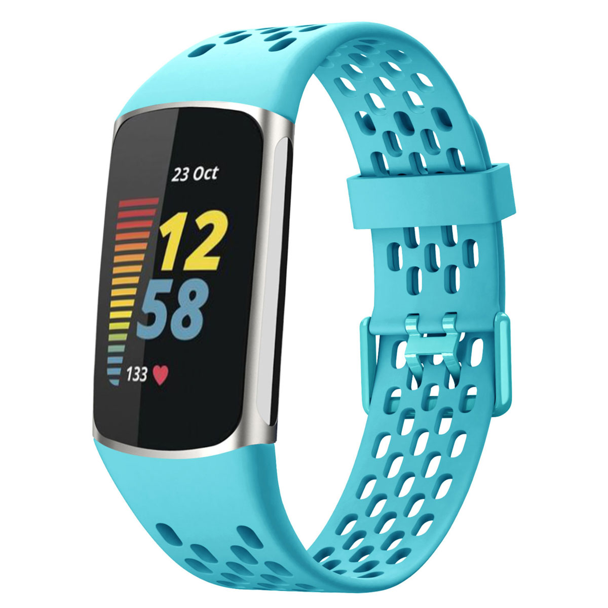 imoshion Silikon-Sportarmband mit Löchern für Fitbit Charge 5 / 6 - Türkis