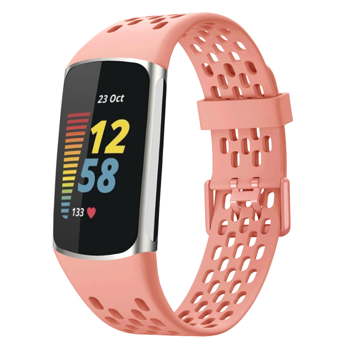 imoshion Silikon-Sportarmband mit Löchern für Fitbit Charge 5 / 6 - Peach