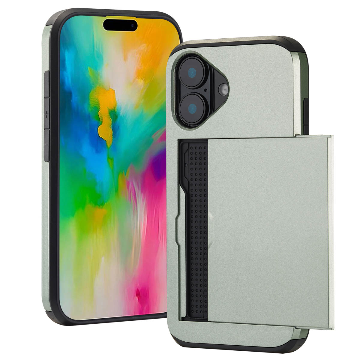 imoshion Backcover mit Kartenfach für das Apple iPhone 16 - Grün