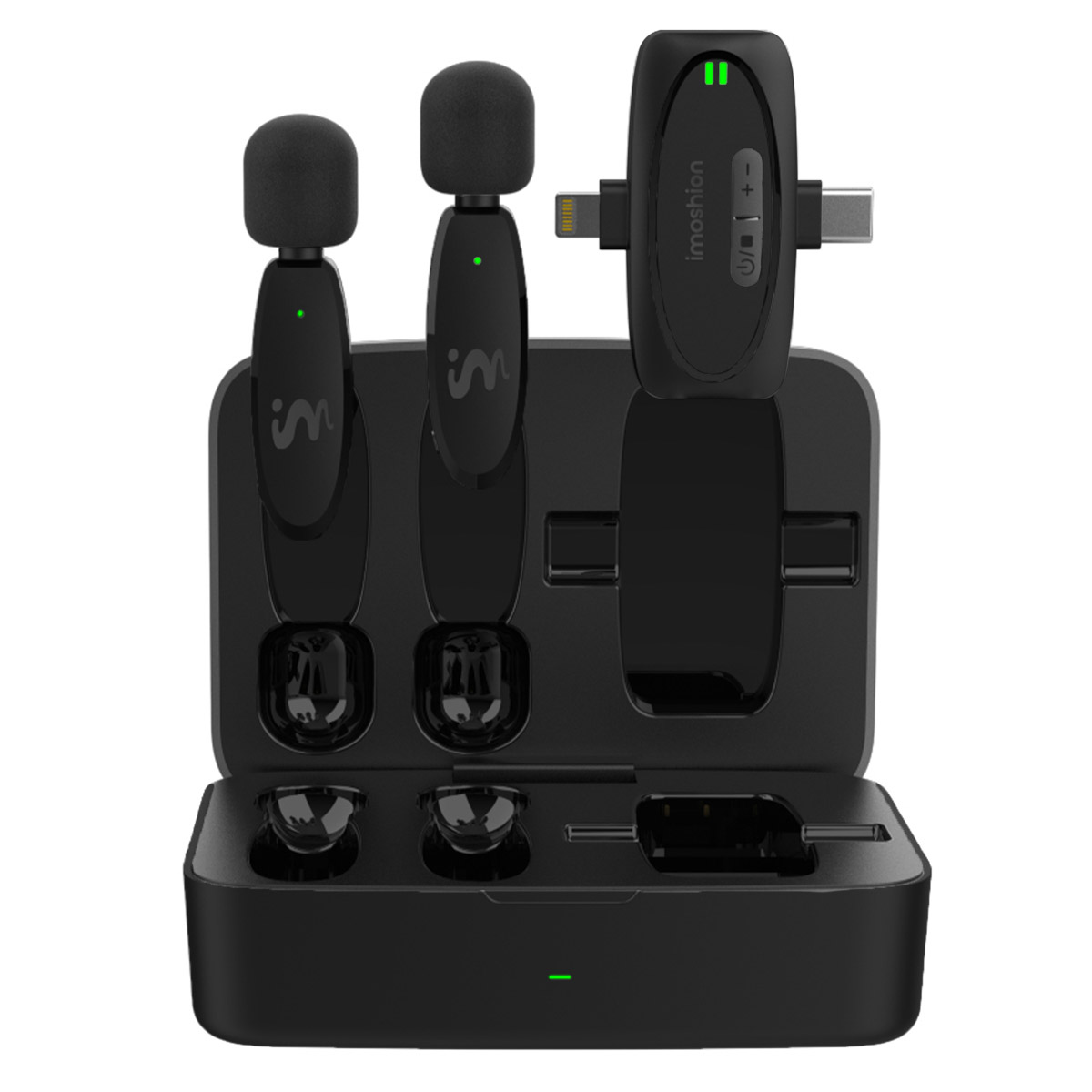 imoshion MultiMic Duo Pack Mikrofon mit Ladecase - Ansteckmikrofon - Kabellos - 3,5 mm AUX / USB-C / Lightning