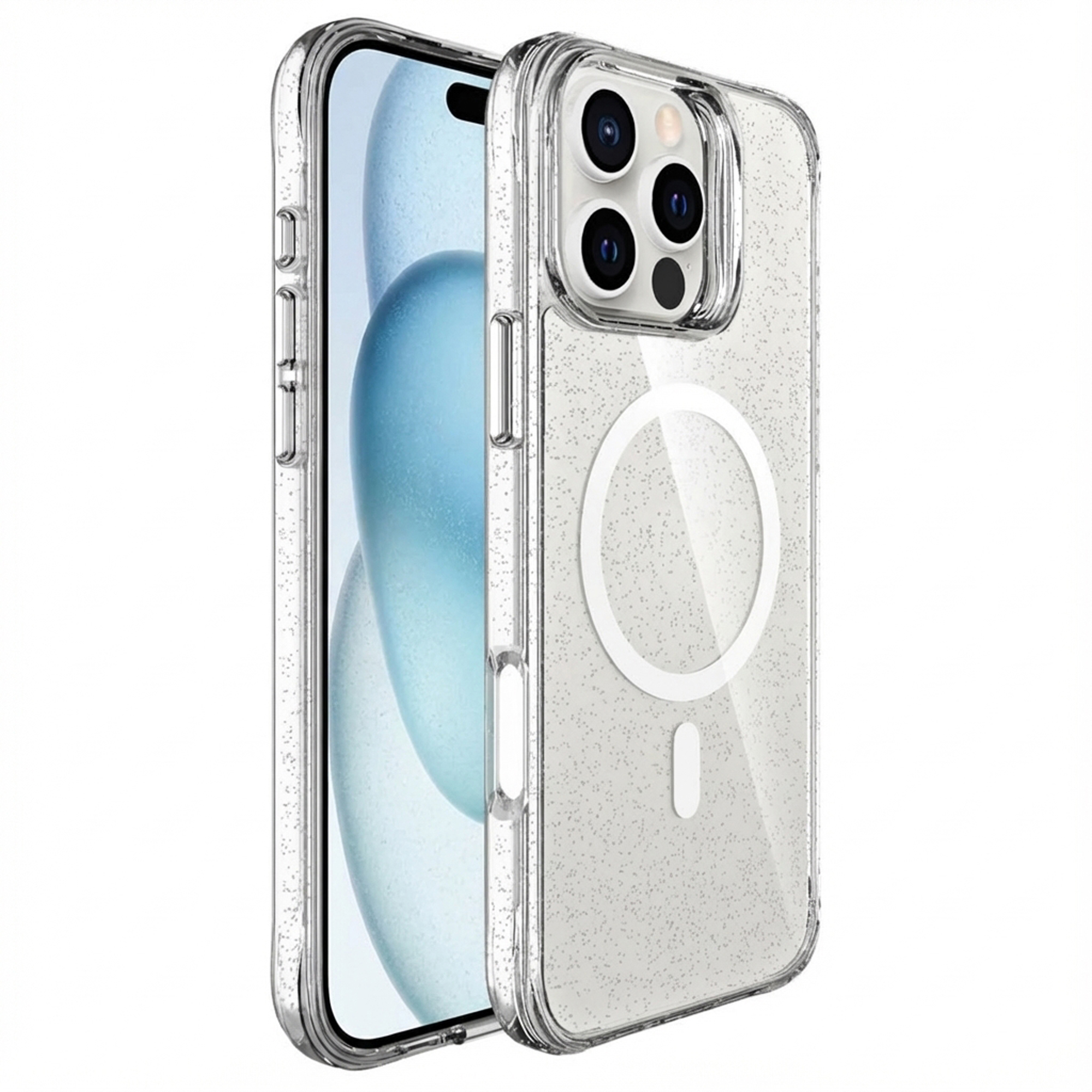 imoshion Klare Glitter Backcover mit MagSafe für das Apple iPhone 16 Pro - Silber