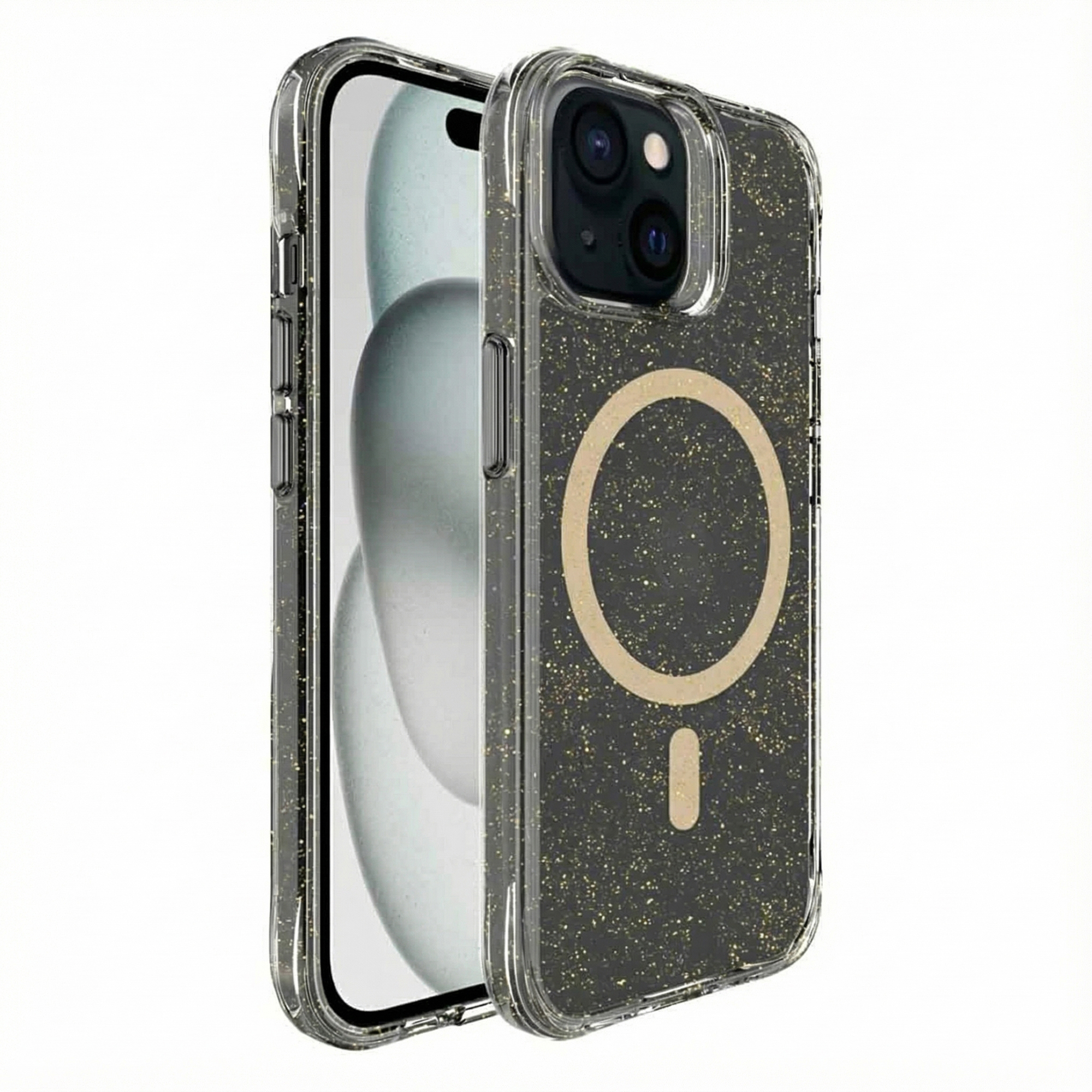 imoshion Klare Glitter Backcover mit MagSafe für das Apple iPhone 15 - Gold