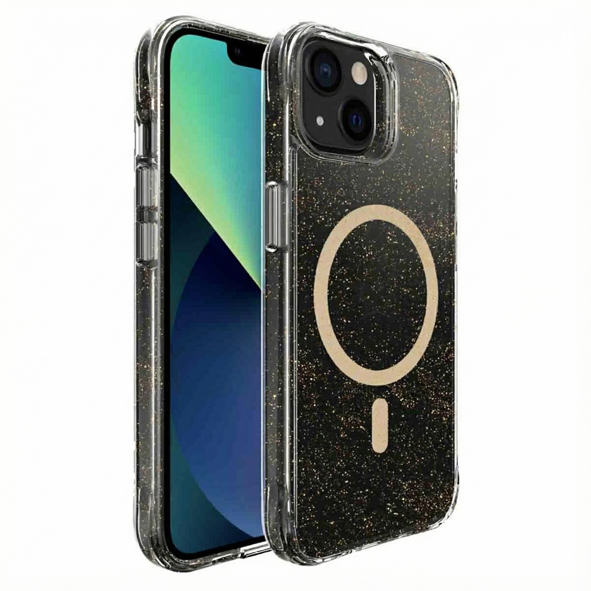 imoshion Klare Glitter Backcover mit MagSafe für das Apple iPhone 13 - Gold