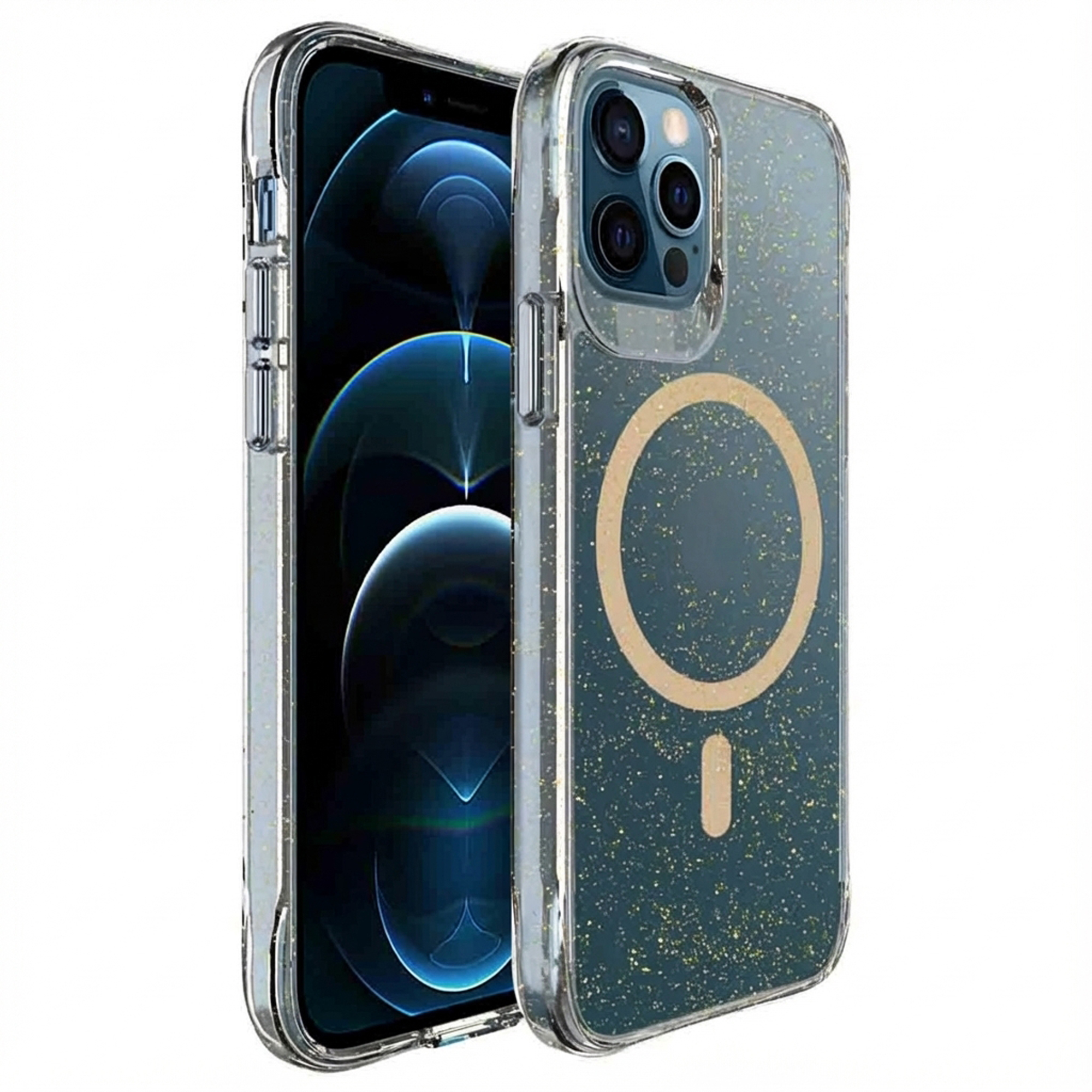 imoshion Klare Glitter Backcover mit MagSafe für das Apple iPhone 12 (Pro) - Gold