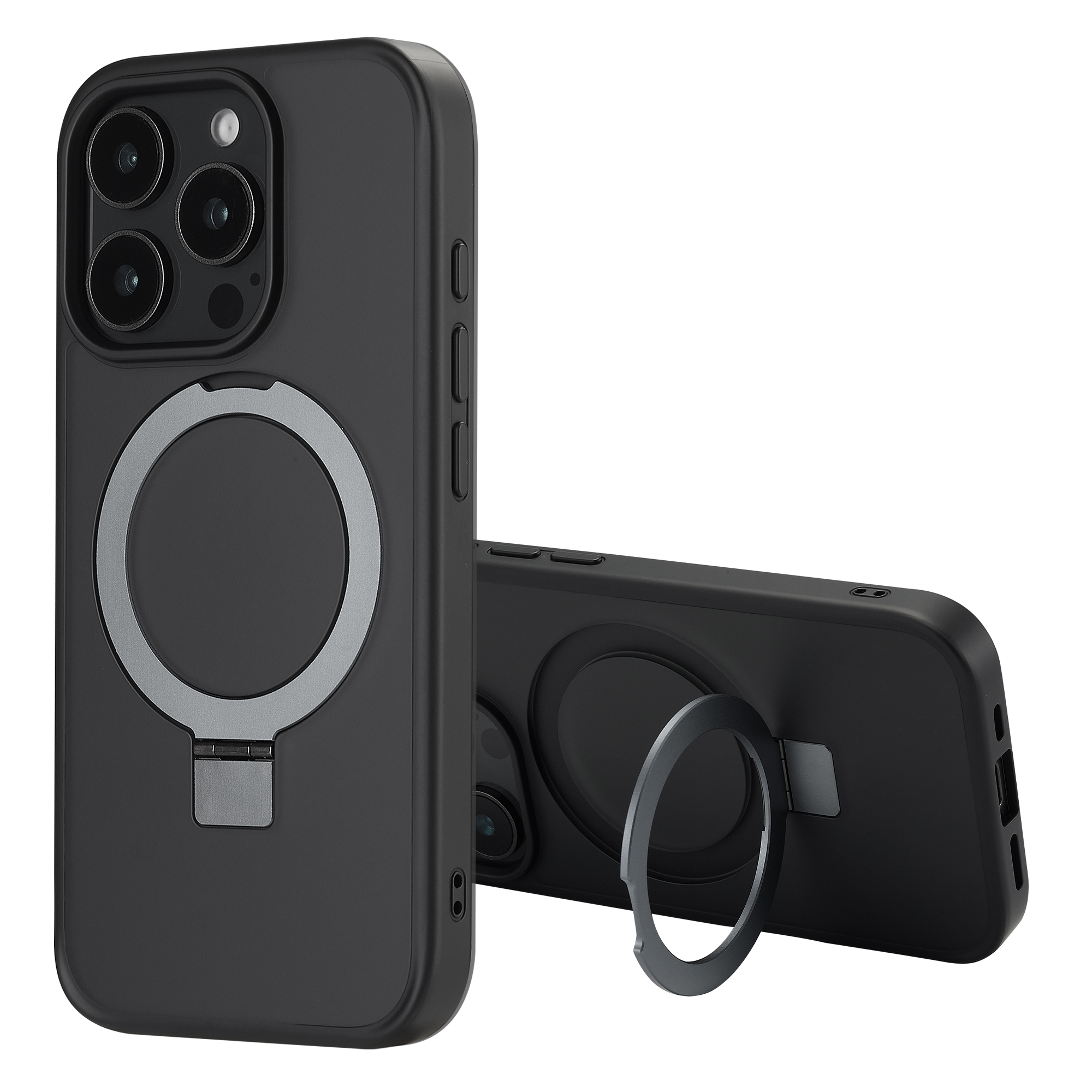 Accezz Ring Stand Backcover mit MagSafe für das Apple iPhone 16 Pro Max - Schwarz