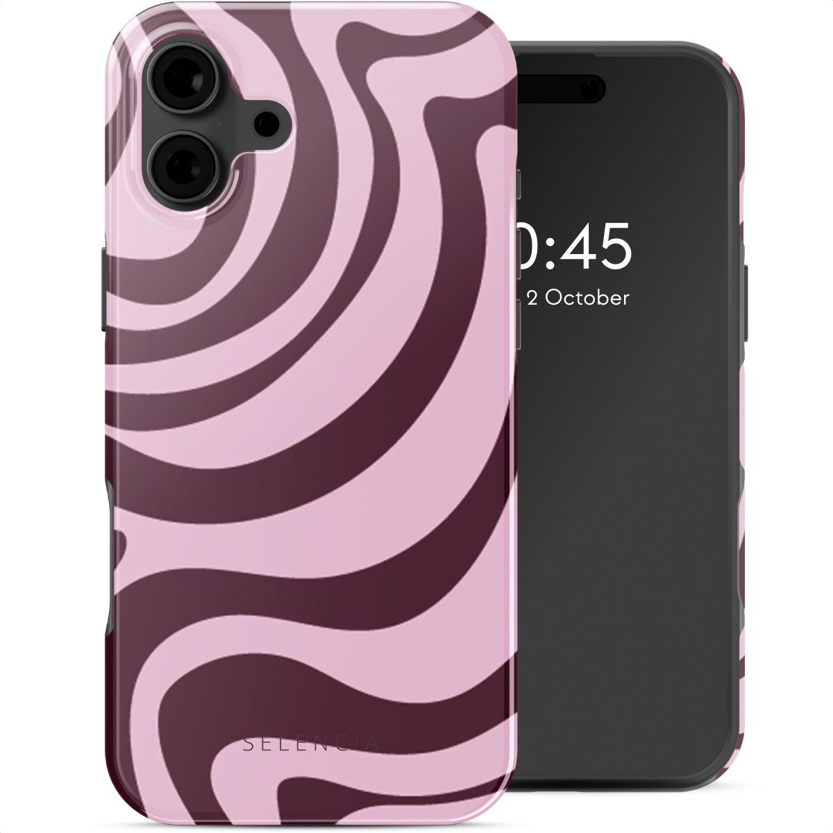 Selencia Vivid Rückabdeckung mit MagSafe für das Apple iPhone 16 - Wavy Swirl Pink Plum