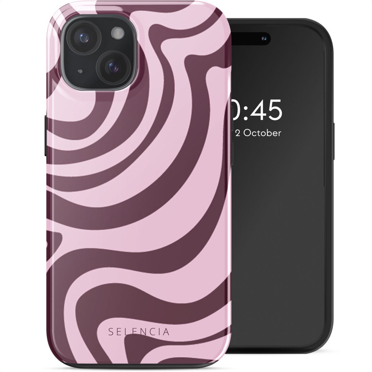 Selencia Vivid Rückabdeckung mit MagSafe für das Apple iPhone 15 - Wavy Swirl Pink Plum