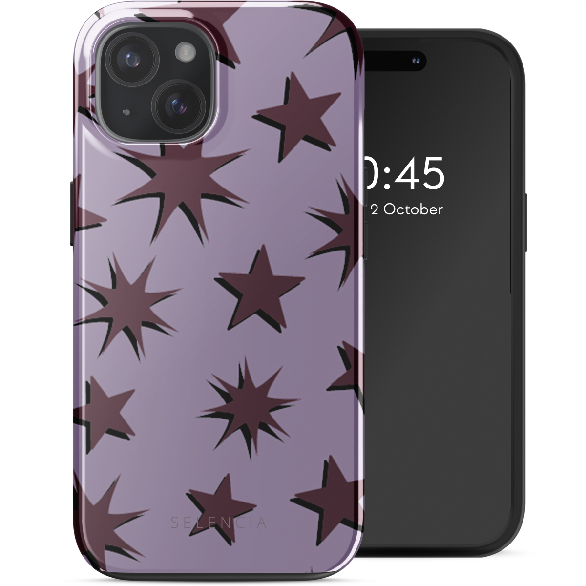 Selencia Vivid Rückabdeckung mit MagSafe für das Apple iPhone 15 - Stars Plum Lilac