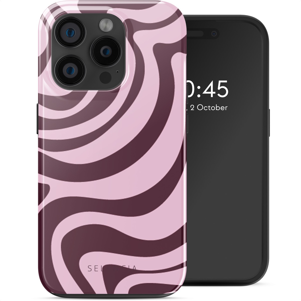 Selencia Vivid Rückabdeckung mit MagSafe für das Apple iPhone 15 Pro - Wavy Swirl Pink Plum