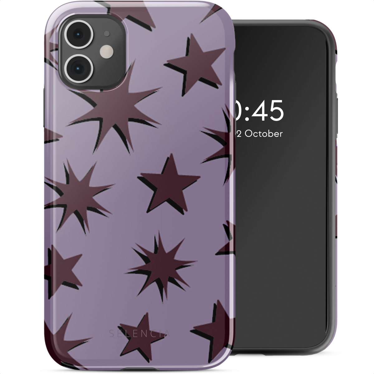 Selencia Vivid Back Cover für das Apple iPhone 11 - Stars Plum Lilac