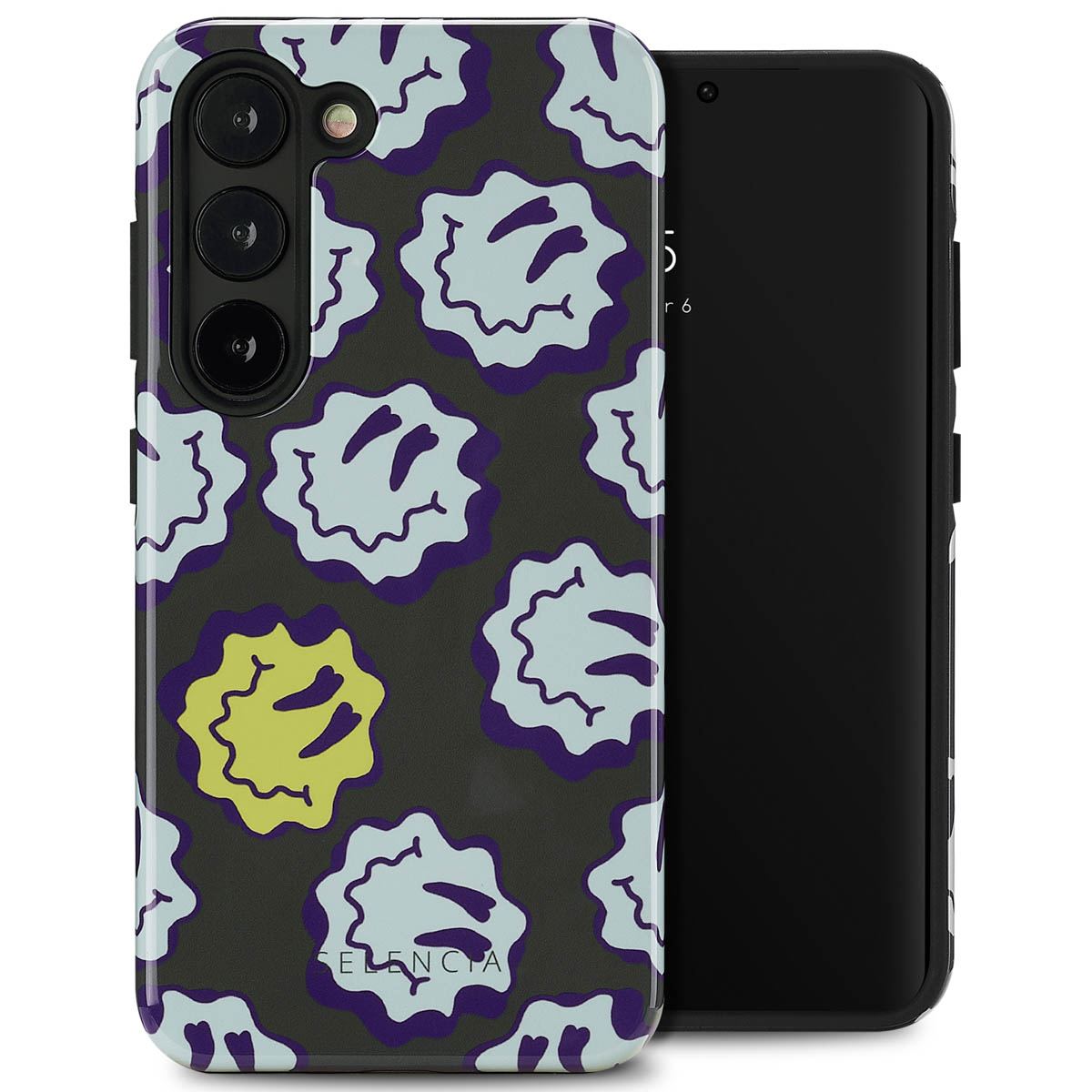 Selencia Vivid Back Cover für das Samsung Galaxy S23 - Wavy Smiley Green