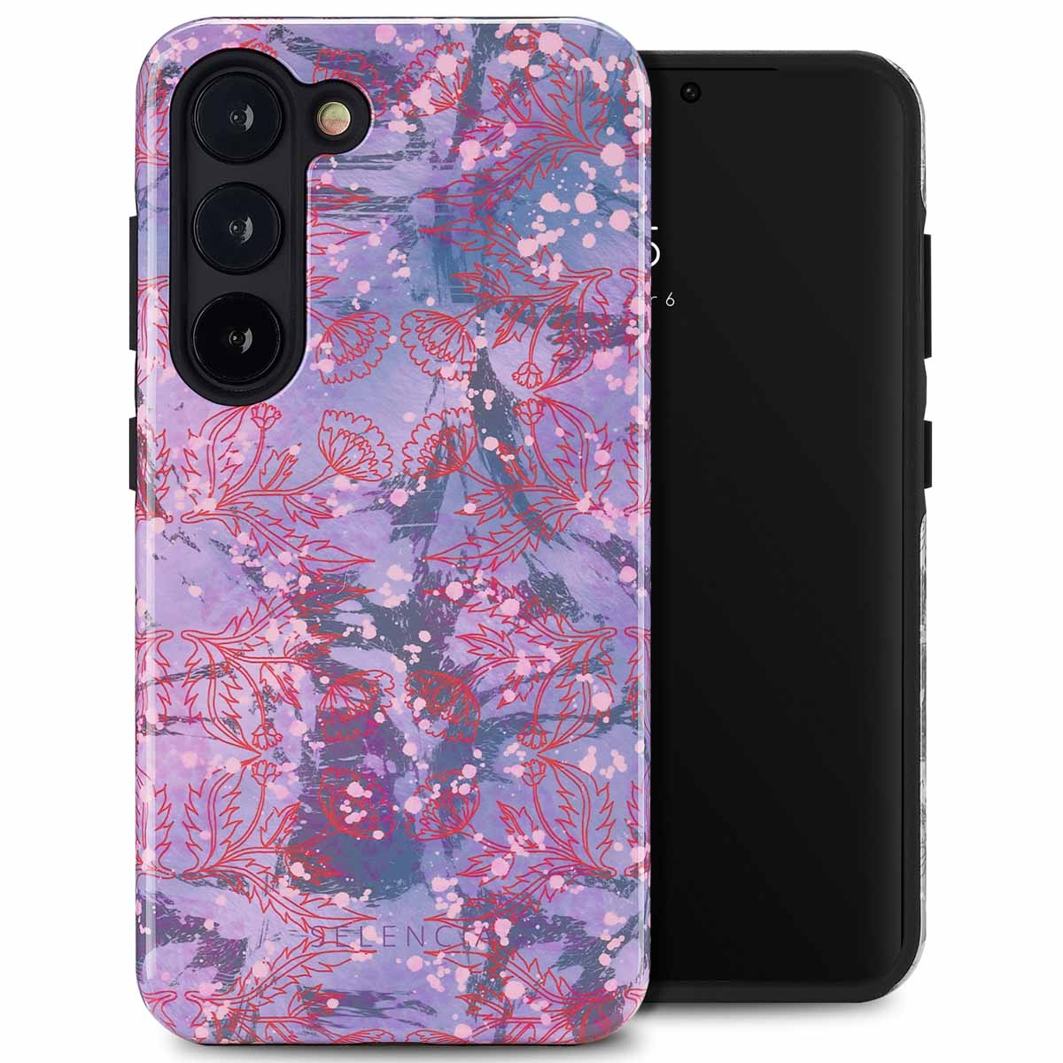 Selencia Vivid Back Cover für das Samsung Galaxy S23 - Fresh Paint Flower Orange