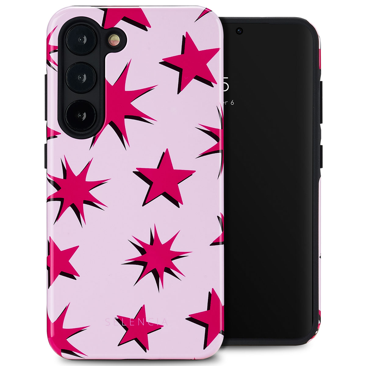 Selencia Vivid Back Cover für das Samsung Galaxy S23 - Stars Rubine Red Light Pink