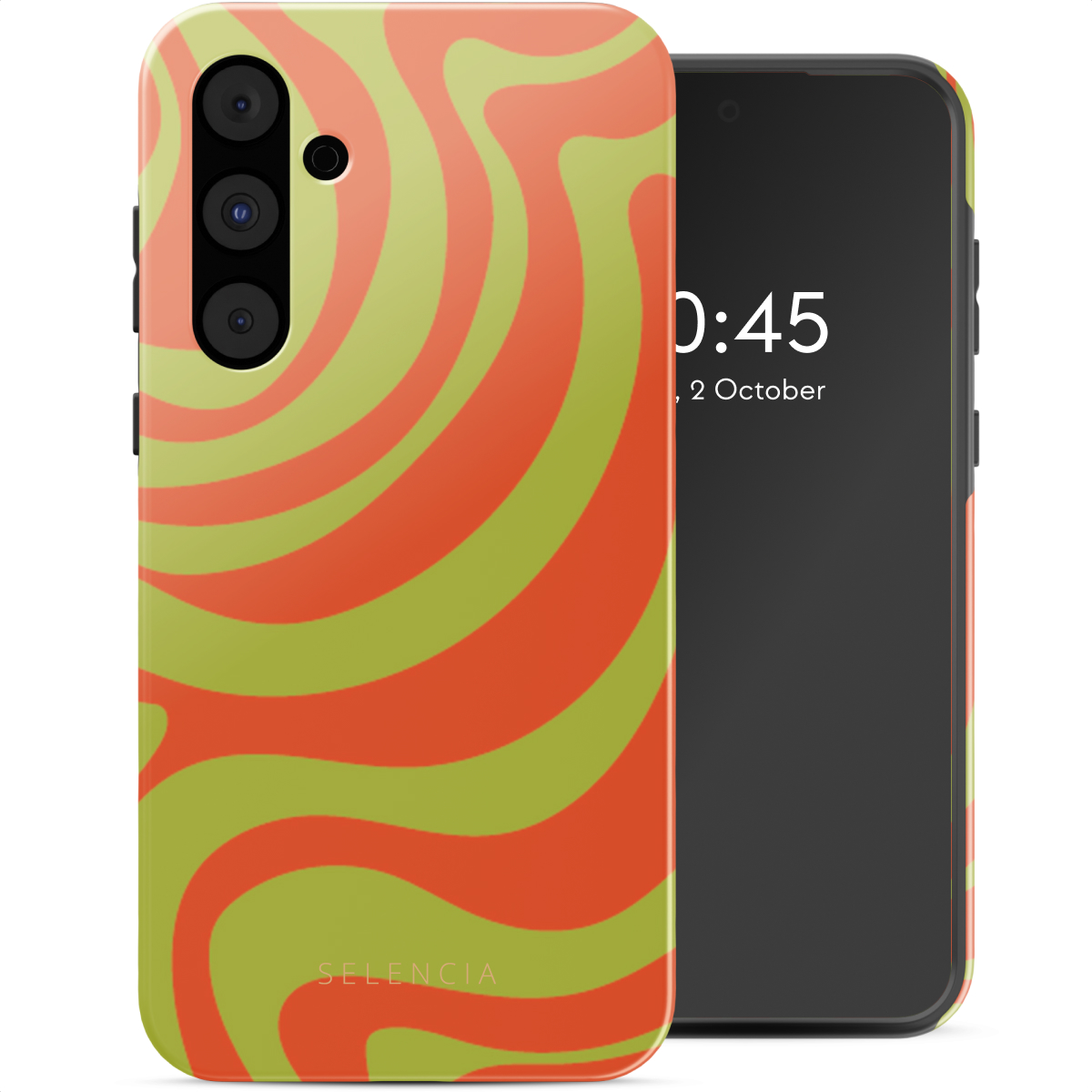 Selencia Vivid Back Cover für das Samsung Galaxy A55 - Wavy Swirl Orange Fern