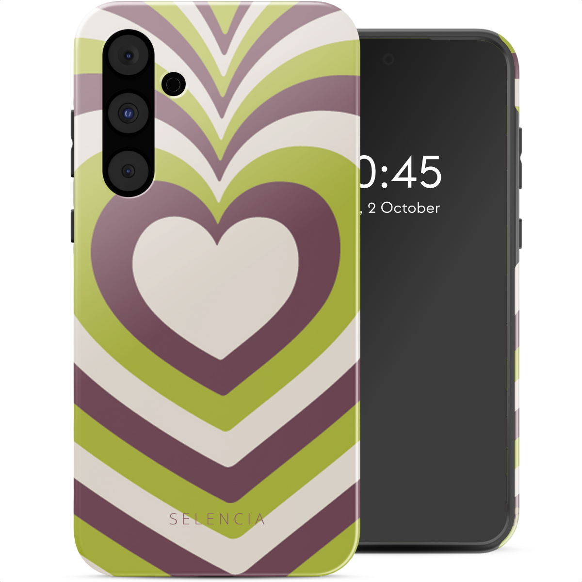 Selencia Vivid Back Cover für das Samsung Galaxy A55 - Double Hearts Plum Fern