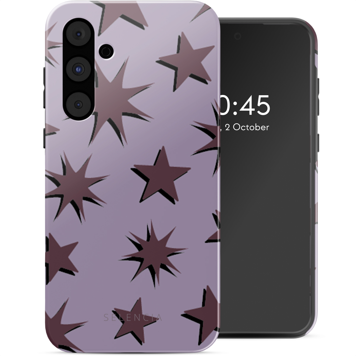 Selencia Vivid Back Cover für das Samsung Galaxy A55 - Stars Plum Lilac