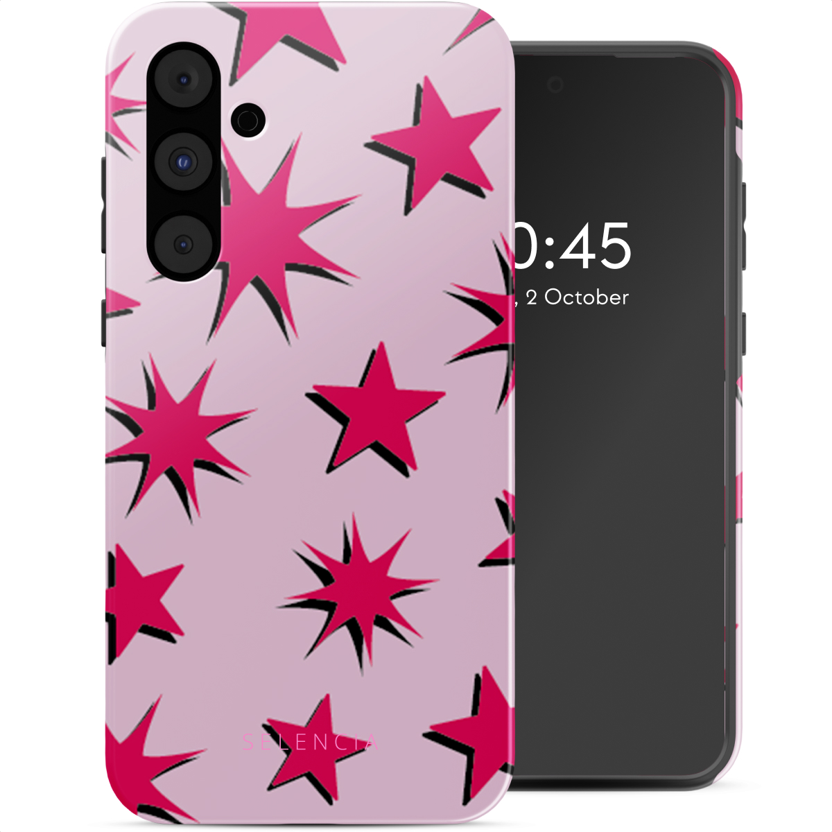 Selencia Vivid Back Cover für das Samsung Galaxy A55 - Stars Rubine Red Light Pink