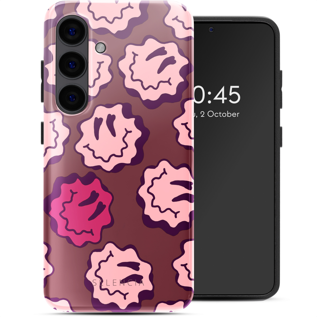 Selencia Vivid Back Cover für das Samsung Galaxy S24 - Wavy Smiley Pink