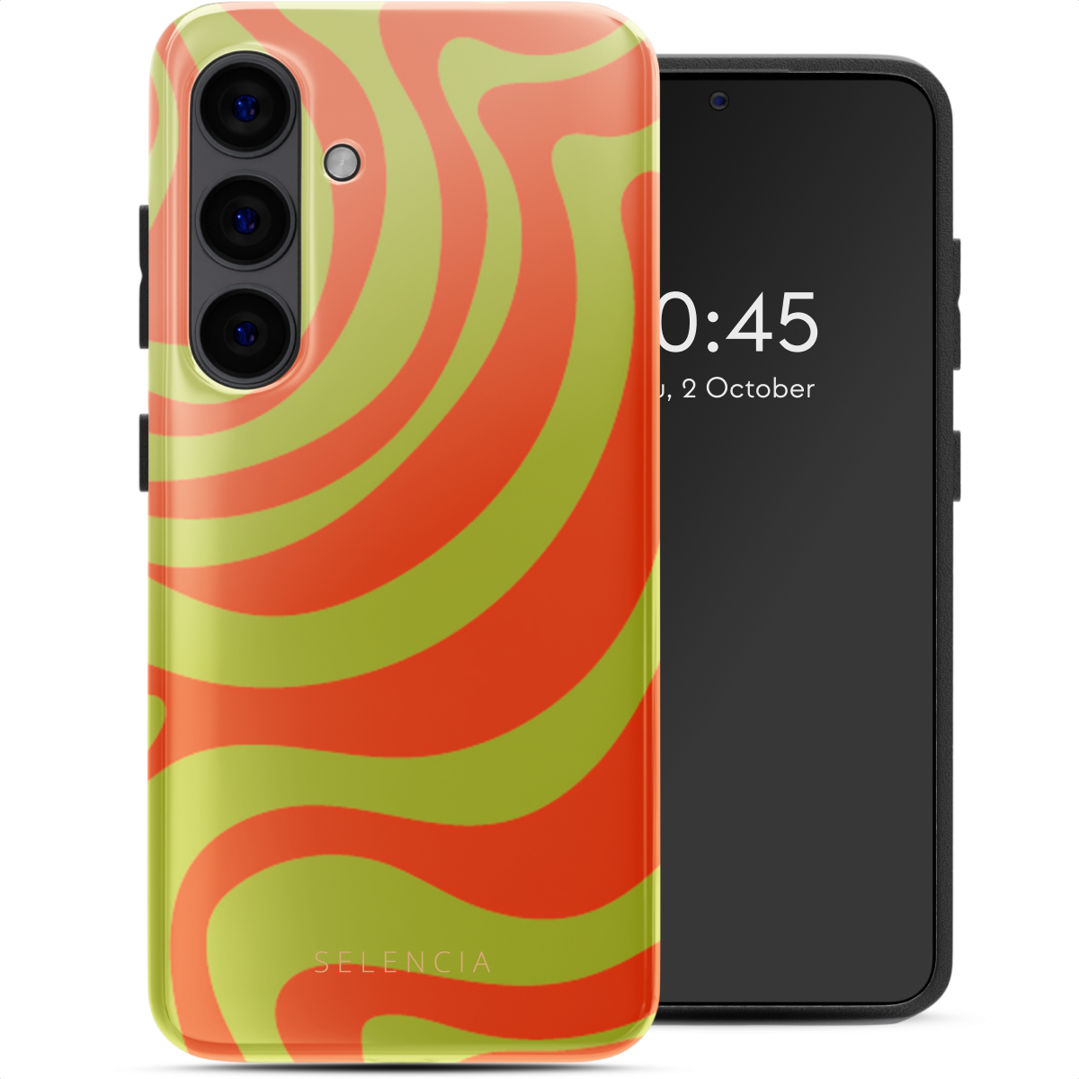 Selencia Vivid Back Cover für das Samsung Galaxy S24 - Wavy Swirl Orange Fern