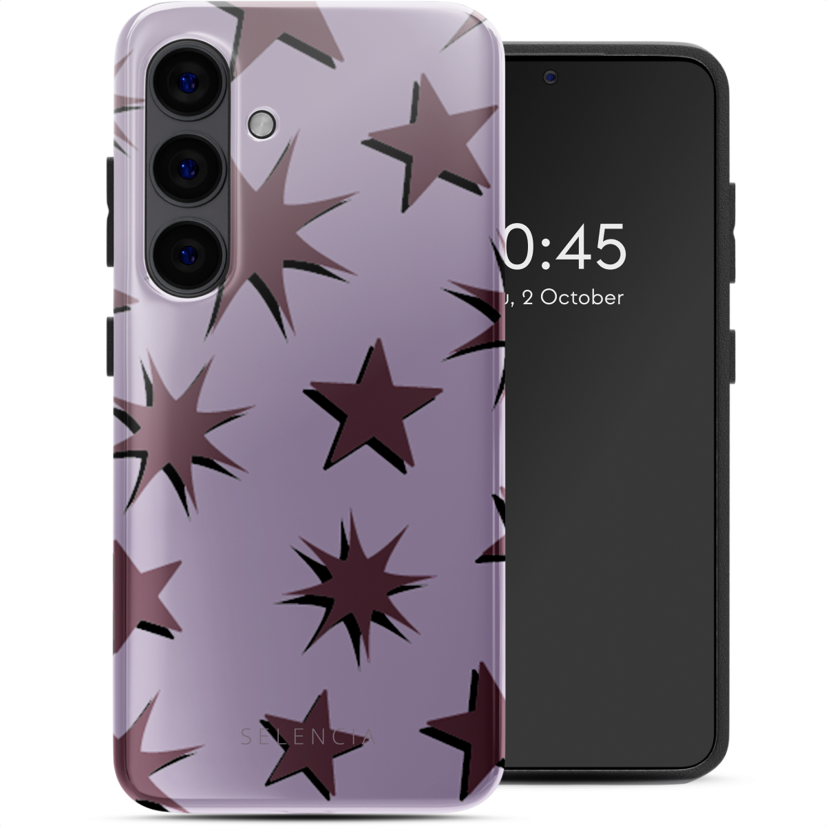 Selencia Vivid Back Cover für das Samsung Galaxy S24 - Stars Plum Lilac