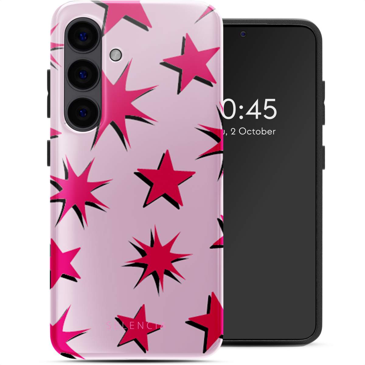 Selencia Vivid Back Cover für das Samsung Galaxy S24 - Stars Rubine Red Light Pink