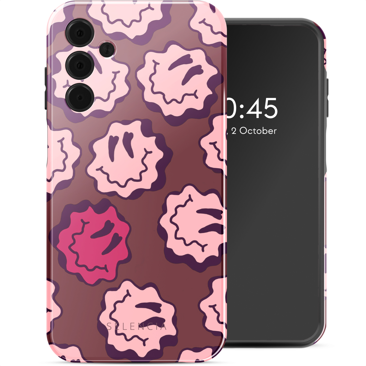 Selencia Vivid Back Cover für das Samsung Galaxy A15 (5G) - Wavy Smiley Pink
