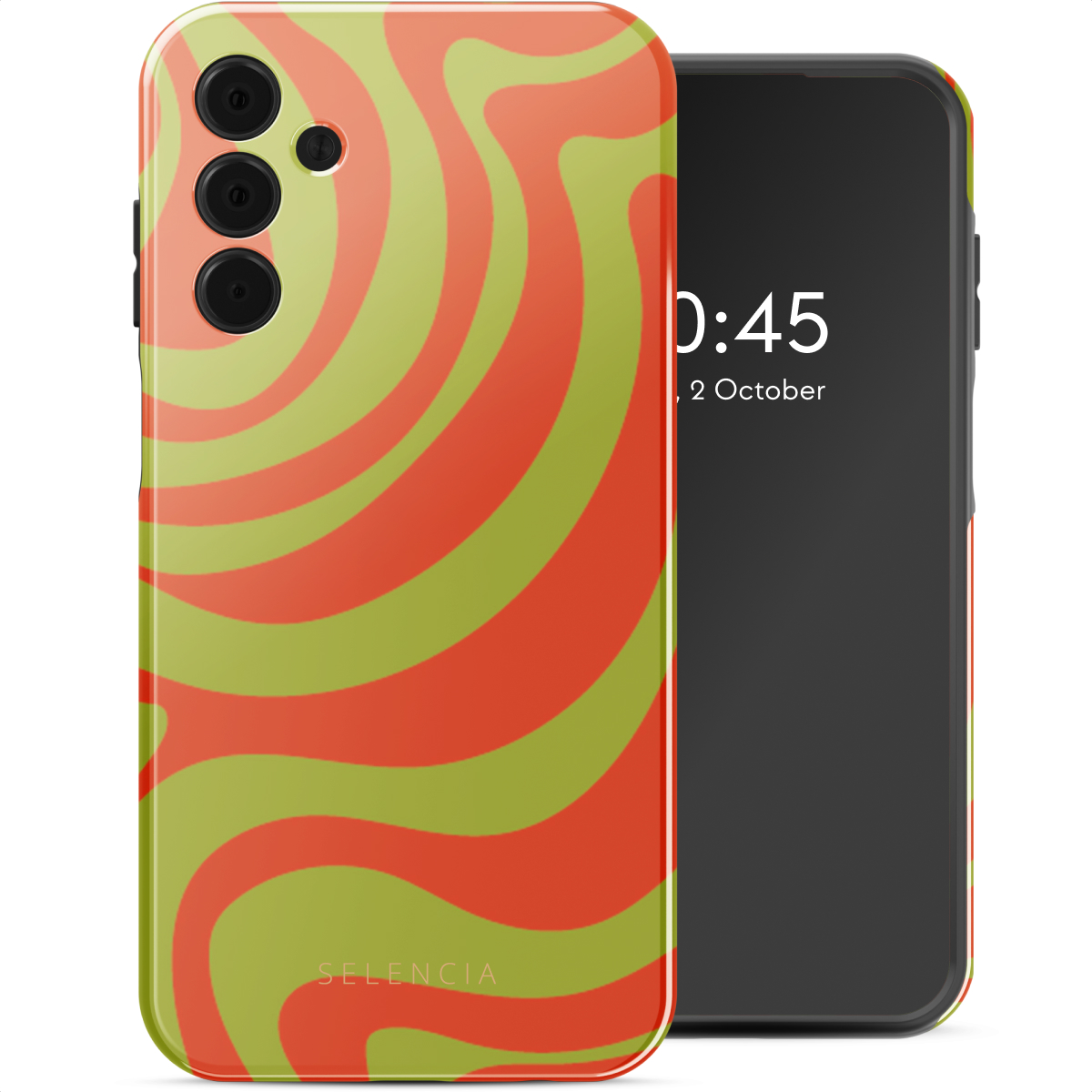 Selencia Vivid Back Cover für das Samsung Galaxy A15 (5G) - Wavy Swirl Orange Fern