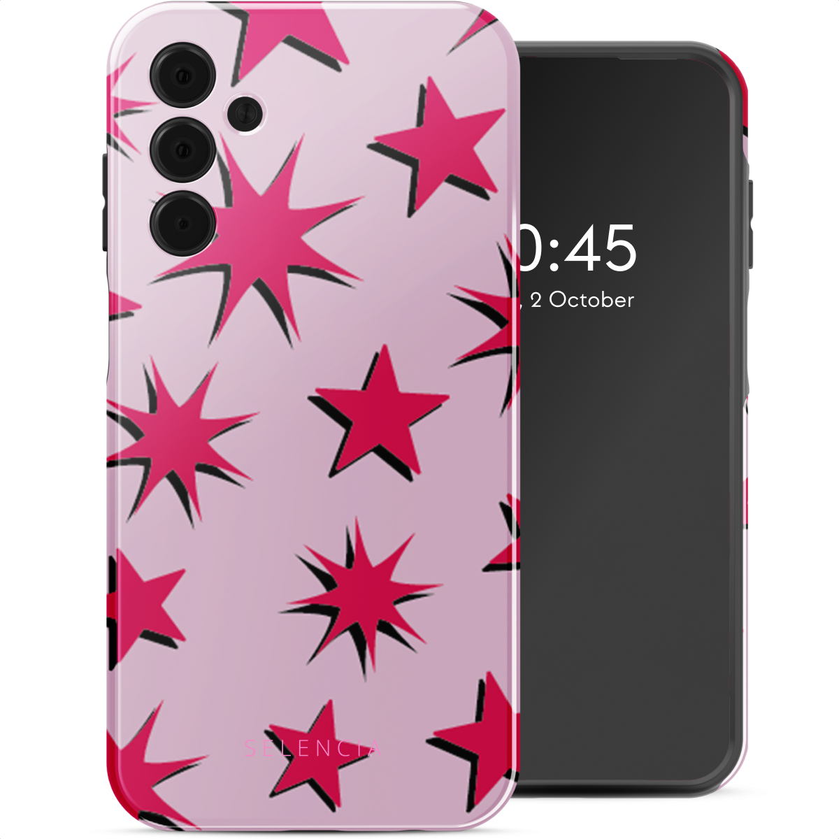 Selencia Vivid Back Cover für das Samsung Galaxy A15 (5G) - Stars Rubine Red Light Pink