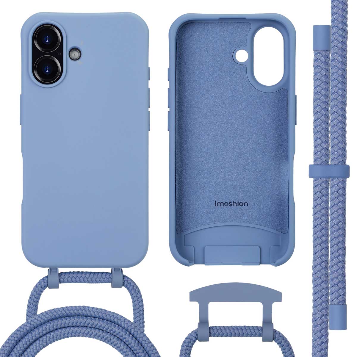 imoshion Color Backcover mit abnehmbarem Handykette und MagSafe für das Apple iPhone 16 - Ash Blue