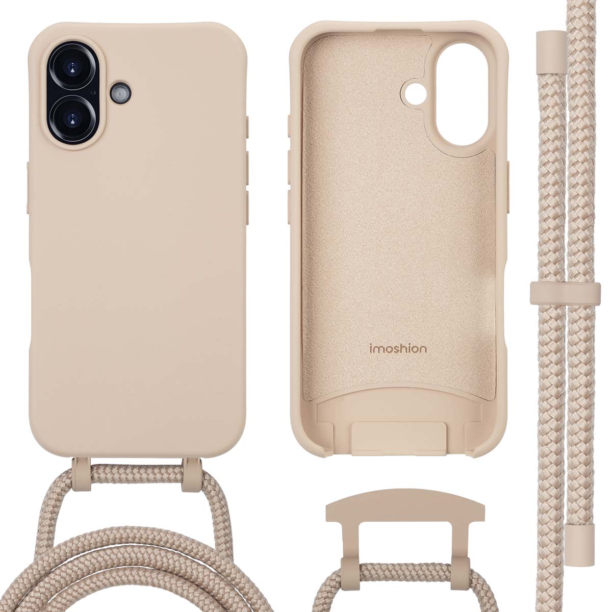 imoshion Color Backcover mit abnehmbarem Handykette und MagSafe für das Apple iPhone 16 - Nude