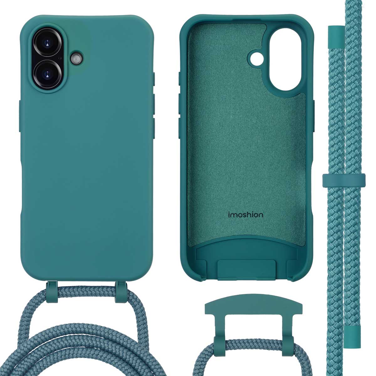 imoshion Color Backcover mit abnehmbarem Handykette und MagSafe für das Apple iPhone 16 - Dunkelgrün