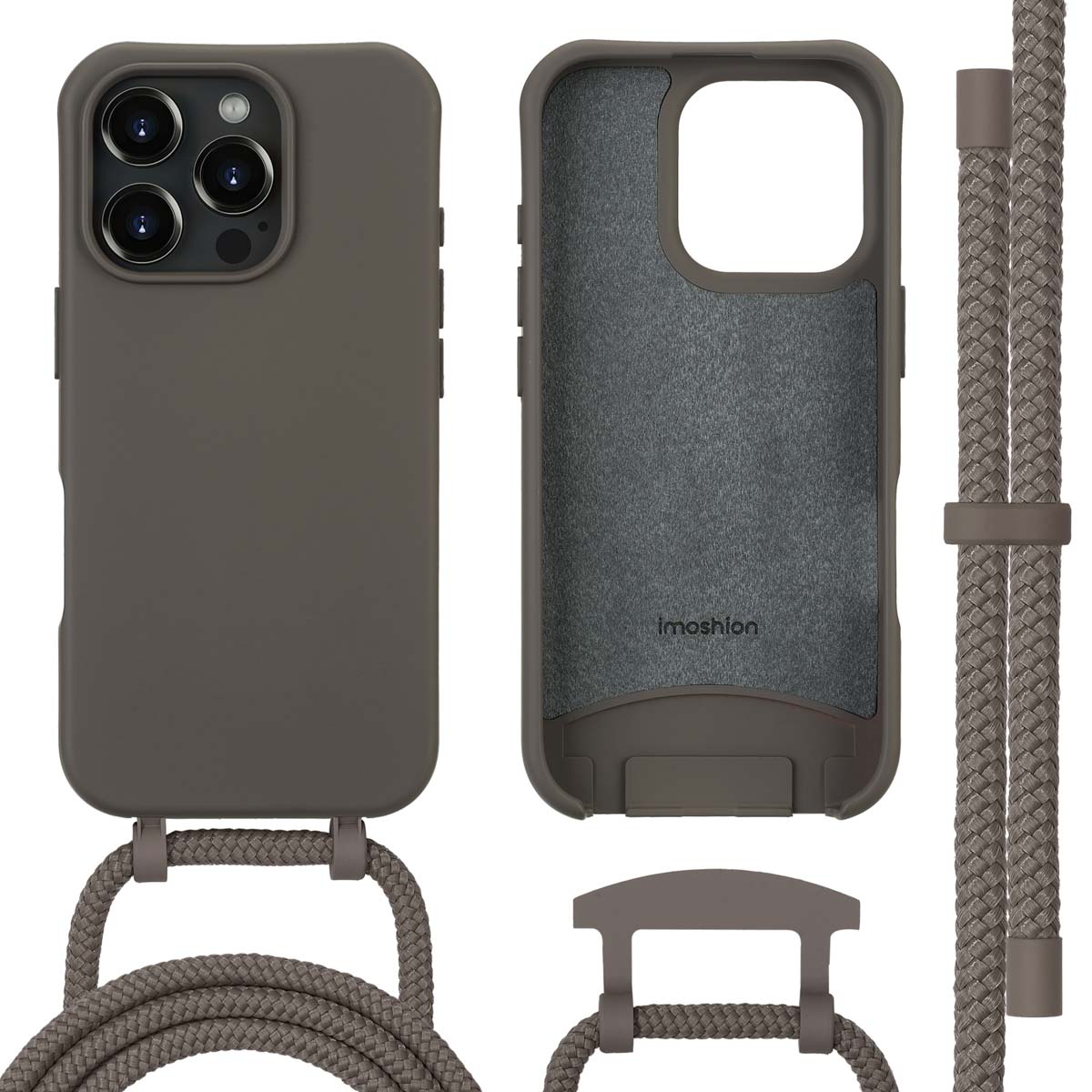 imoshion Color Backcover mit abnehmbarem Handykette und MagSafe für das Apple iPhone 16 Pro - Black Coffee