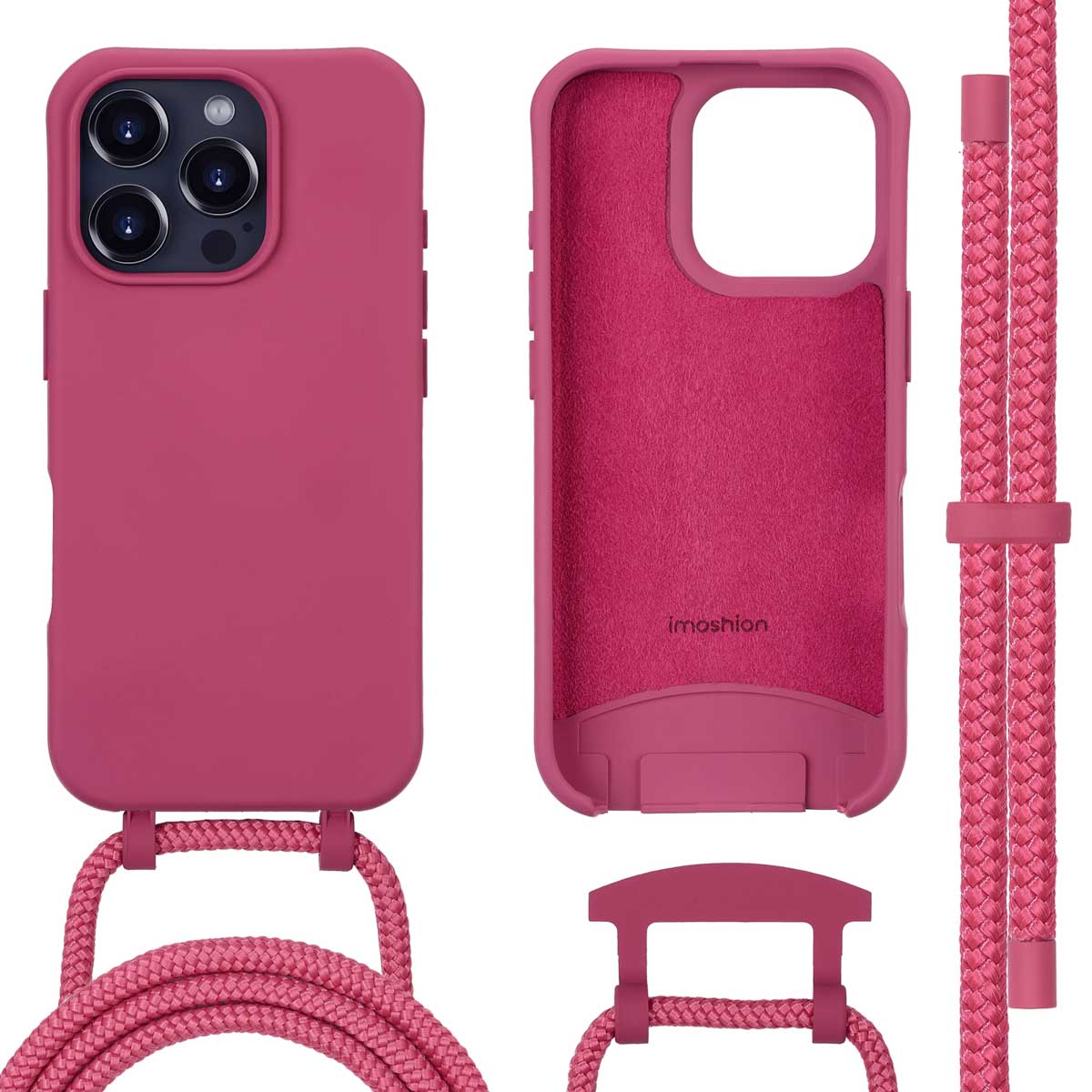 imoshion Color Backcover mit abnehmbarem Handykette und MagSafe für das Apple iPhone 16 Pro Max - Raspberry