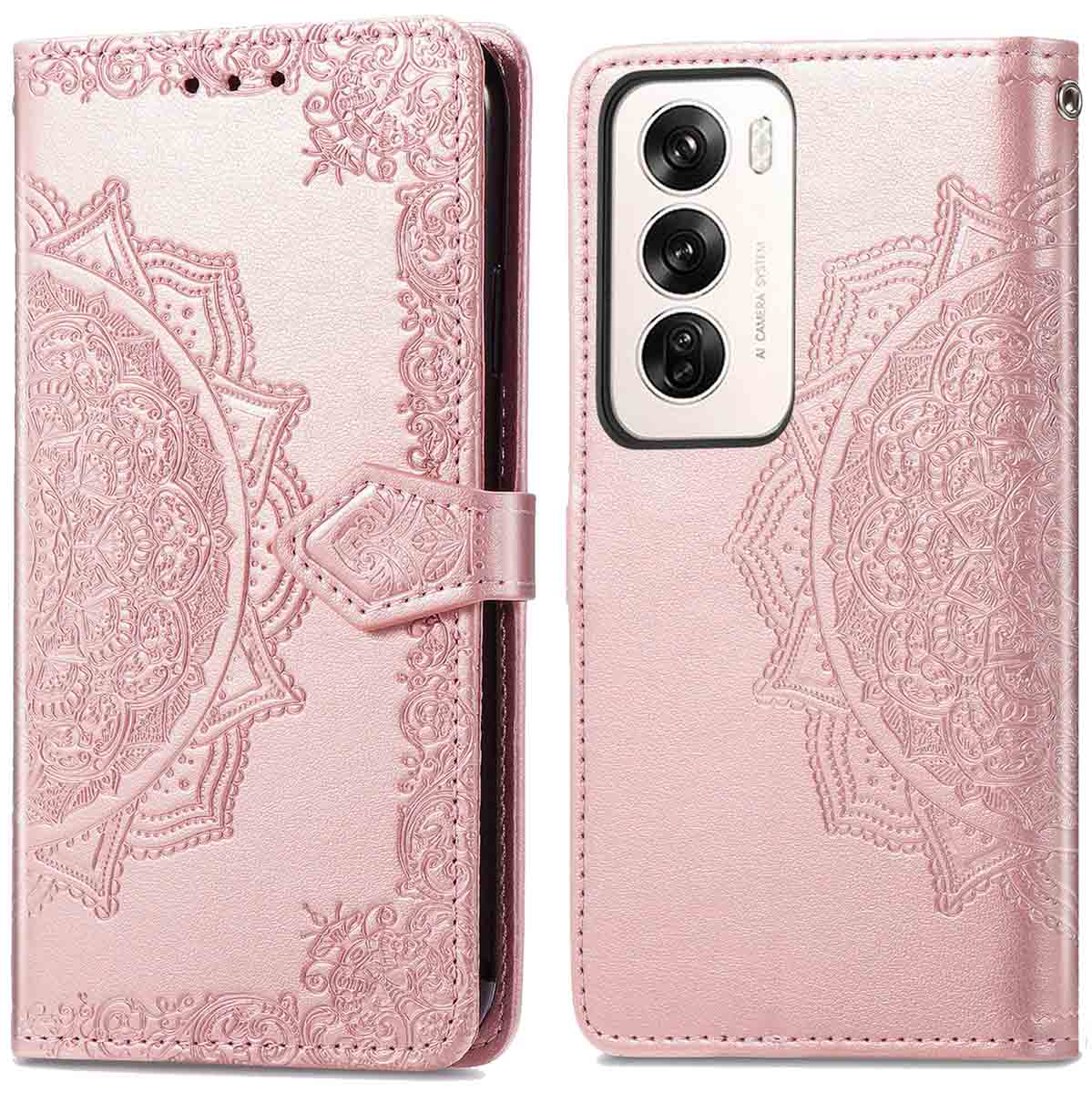 imoshion Mandala Klapphülle für das Oppo Reno 12 Pro - Rosé gold