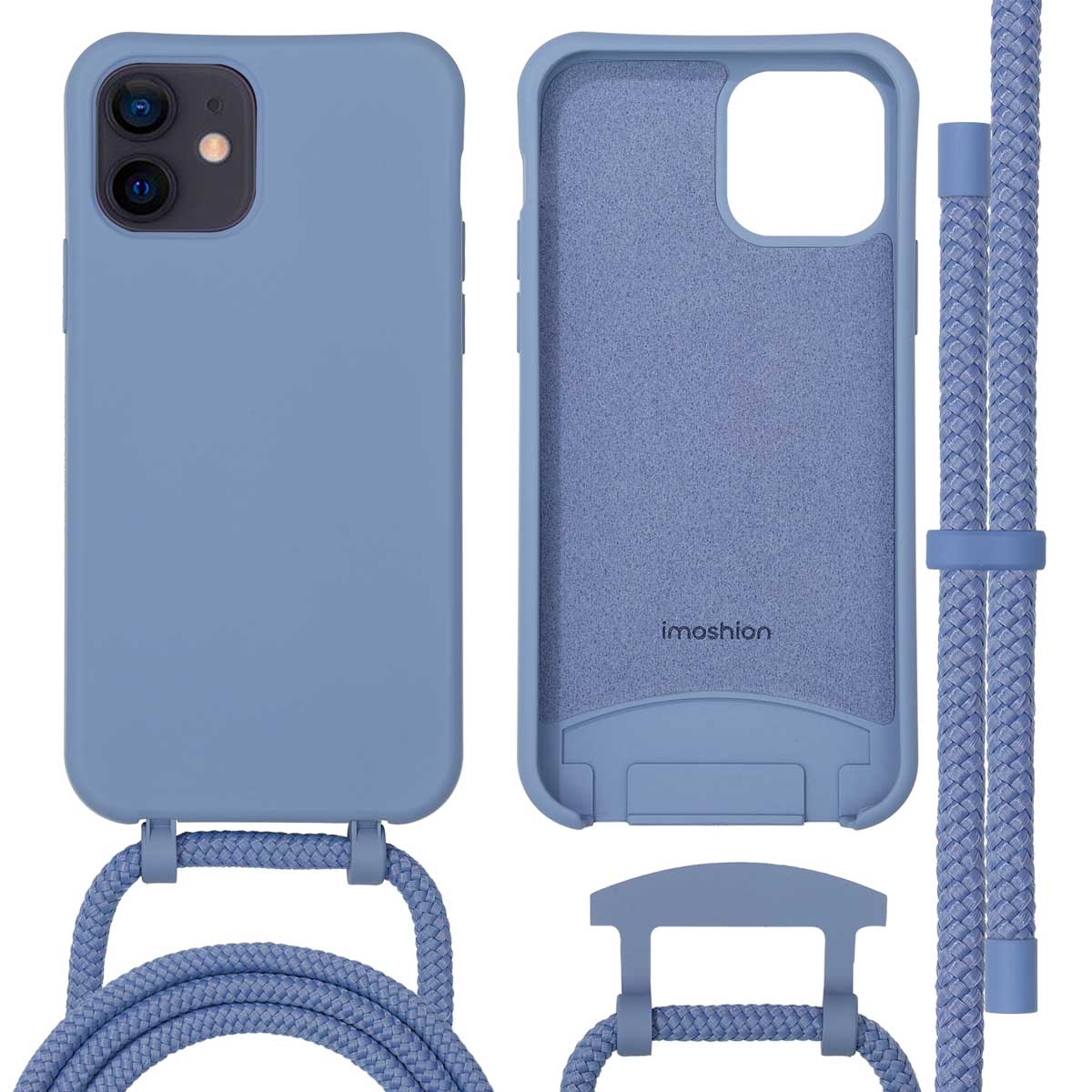 imoshion Color Backcover mit abnehmbarem Handykette und MagSafe für das Apple iPhone 12 (Pro) - Ash Blue
