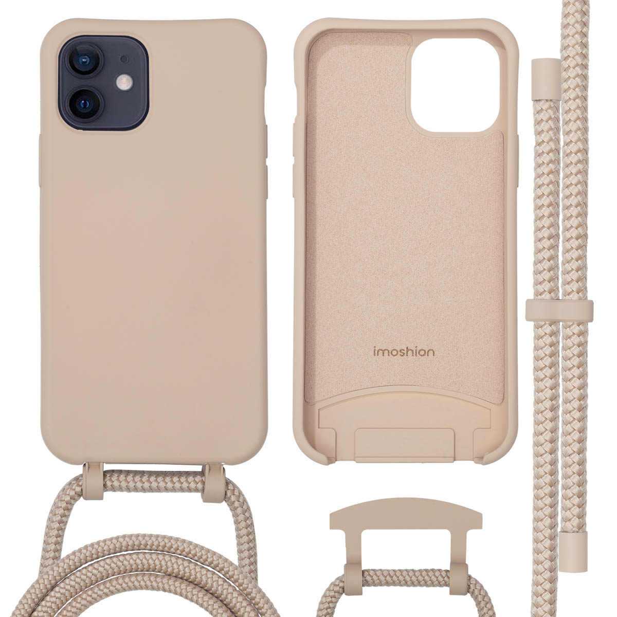 imoshion Color Backcover mit abnehmbarem Handykette und MagSafe für das Apple iPhone 12 (Pro) - Nude