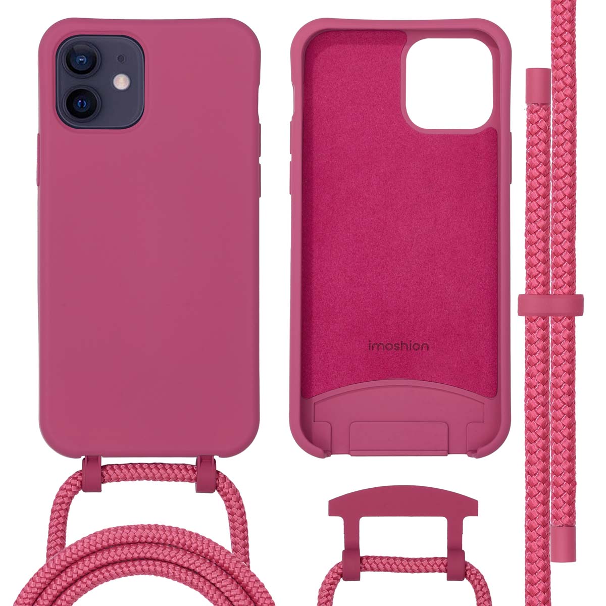 imoshion Color Backcover mit abnehmbarem Handykette und MagSafe für das Apple iPhone 12 (Pro) - Raspberry