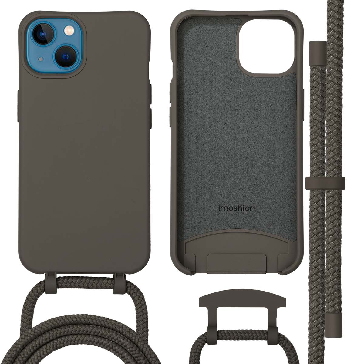 imoshion Color Backcover mit abnehmbarem Handykette und MagSafe für das Apple iPhone 13 - Black Coffee