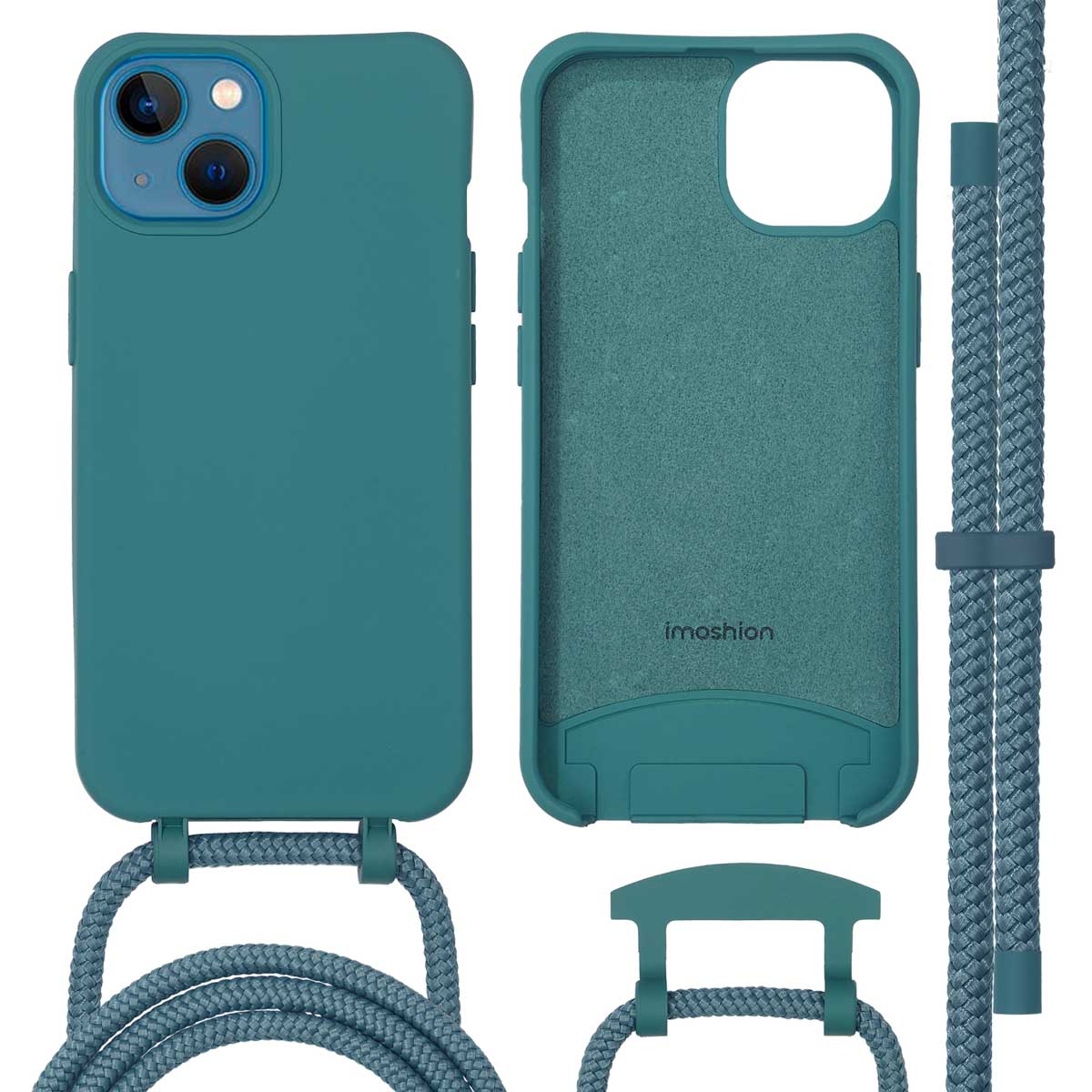 imoshion Color Backcover mit abnehmbarem Handykette und MagSafe für das Apple iPhone 13 - Dunkelgrün