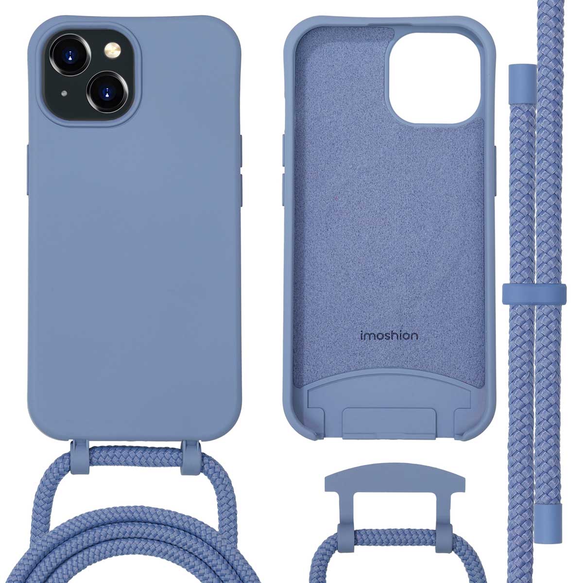 imoshion Color Backcover mit abnehmbarem Handykette und MagSafe für das Apple iPhone 15 - Ash Blue